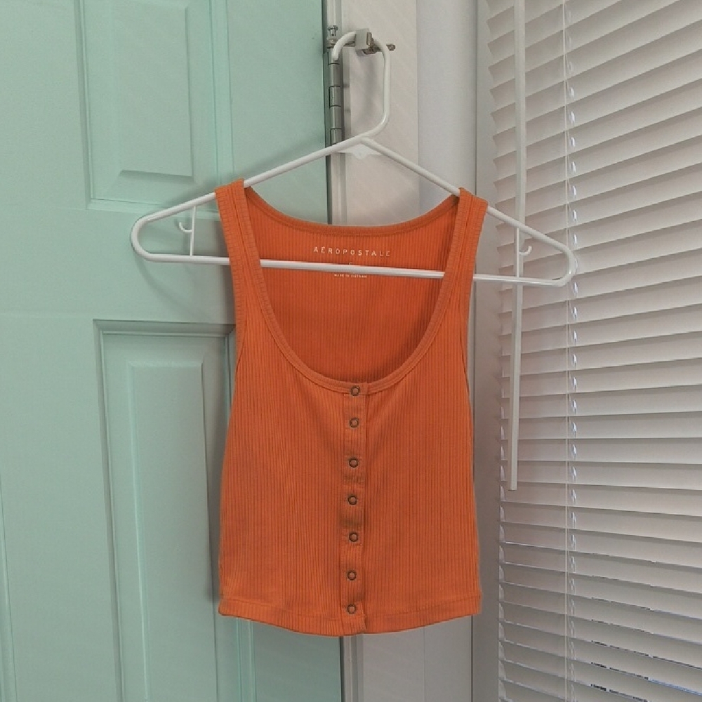 Aeropostale Orange Buttoned Tank Top